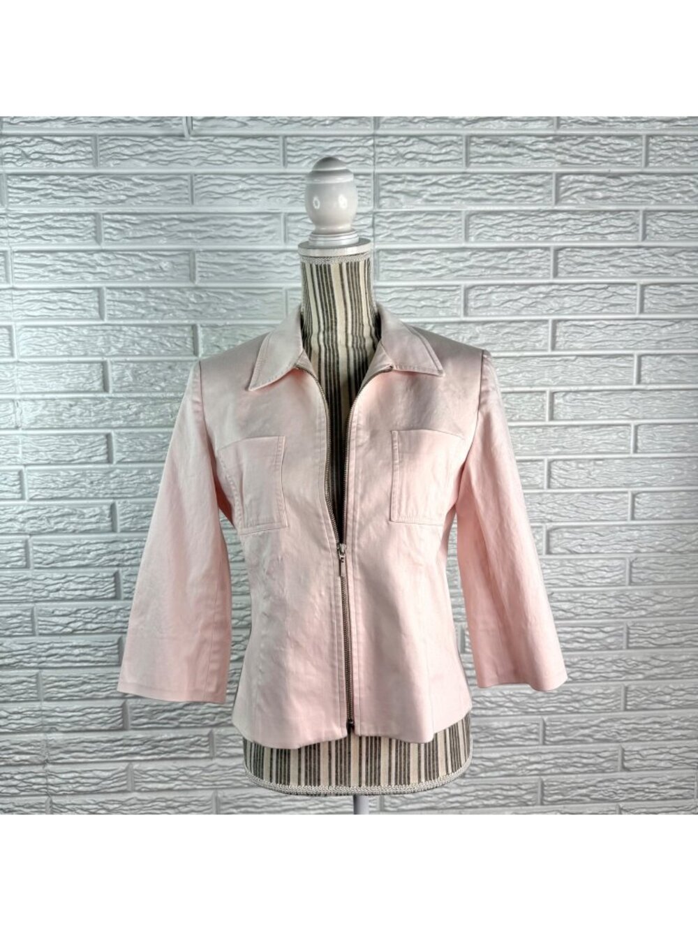 Vintage Casual Corner Annex Pale Pink Lightweight Structured Zip Up Jacket Sz 6